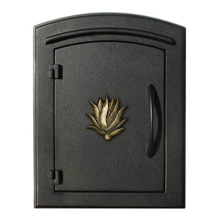 QUALARC Column Mount Mailbox w/"Decorative AGAVE Logo", Black MAN-1406-BL